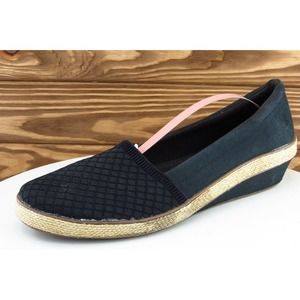 Grasshopper Women Sz‎ 10 M Black Wedge Fabric Shoes